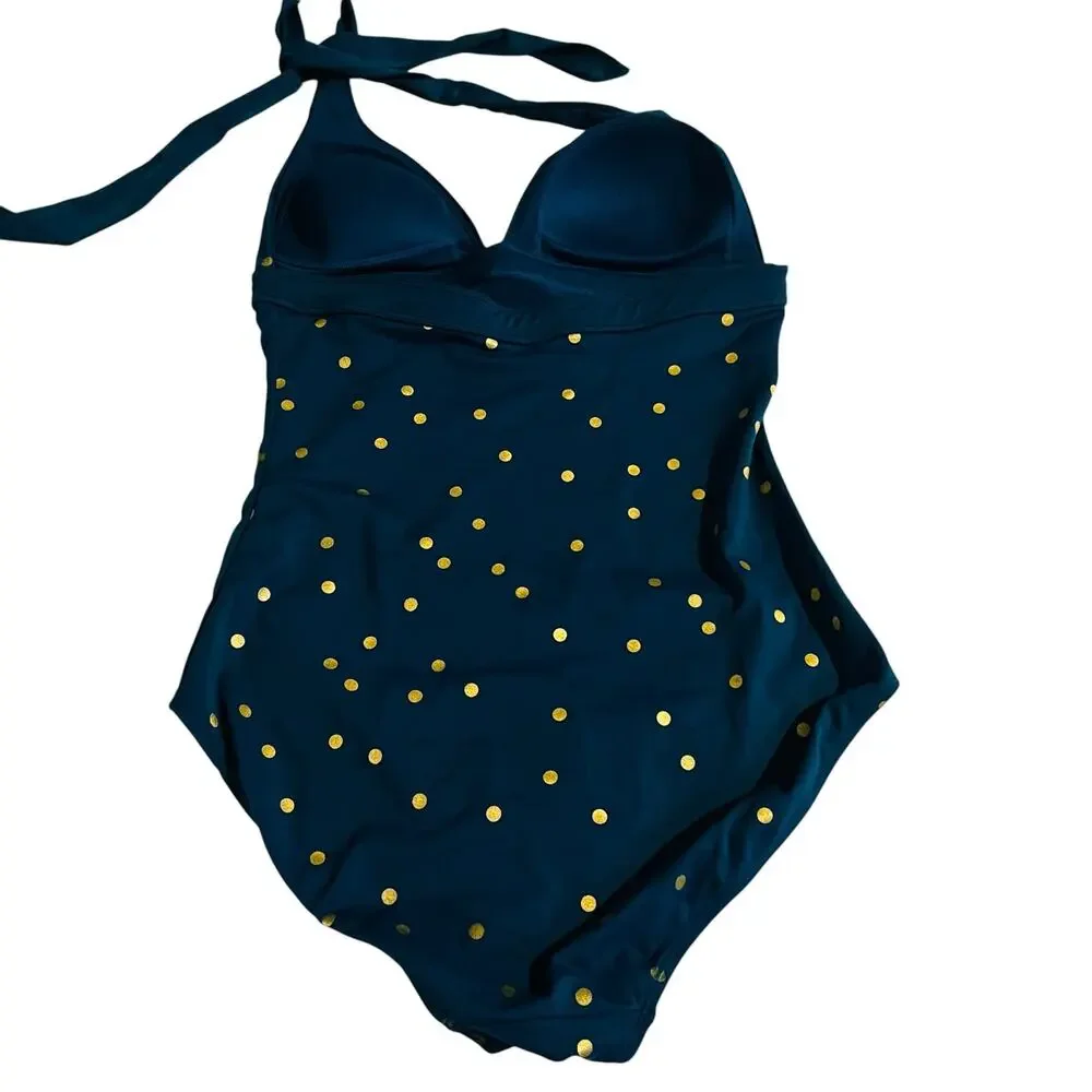 Boden polka Dot Halter One Piece Swimsuit Size 10